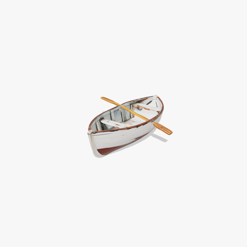 Rustic Rowboat with Oars 3D model pack